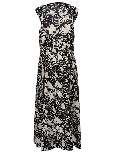 Shop Aspesi Floral Dress In Black-white
