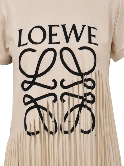 Shop Loewe Logoed T-shirt With Fringe In Off White