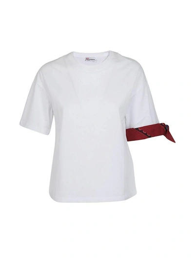 Shop Red Valentino Bandana Sleeve T-shirt In Bianco/cherry/cobalt
