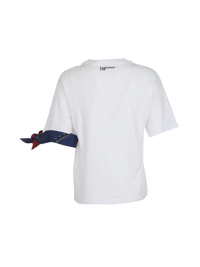 Shop Red Valentino Bandana Sleeve T-shirt In Bianco/cherry/cobalt