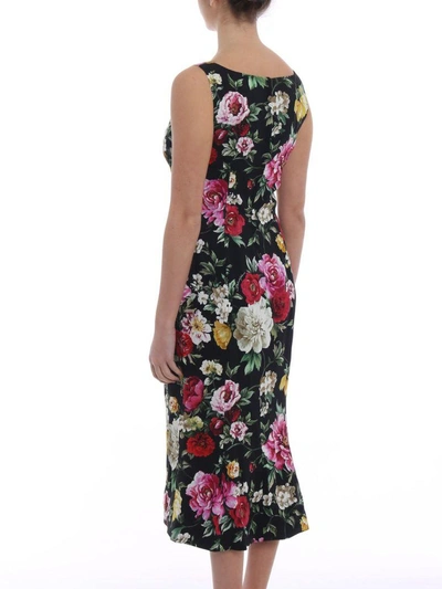 Shop Dolce & Gabbana Floral Print Fitted Dress In Hnmfiori Vari Fdo.nero