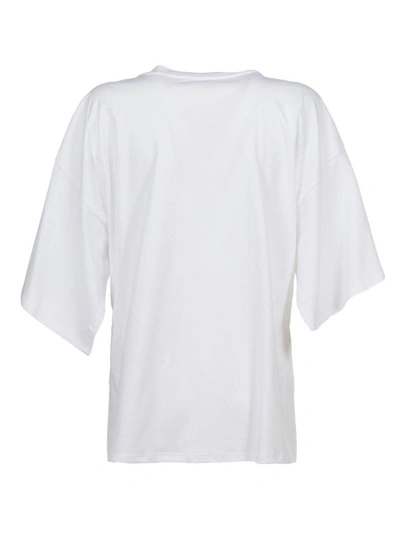 Shop Fendi Logo Embroidered T-shirt In Bianco