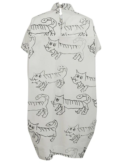 Shop Marni Cat Print Shirt Dress In White