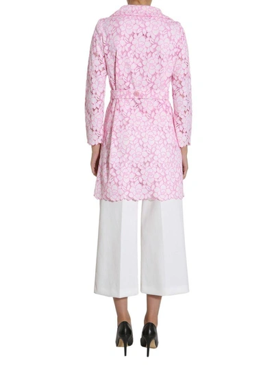 Shop Boutique Moschino Lace Overcoat In Multicolor