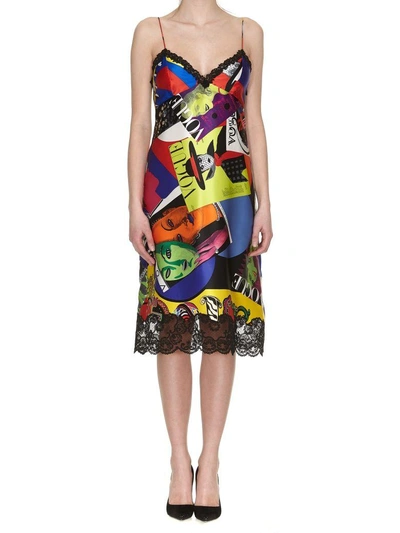 Shop Versace Vogue Print Dress In Multicolor