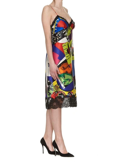 Shop Versace Vogue Print Dress In Multicolor