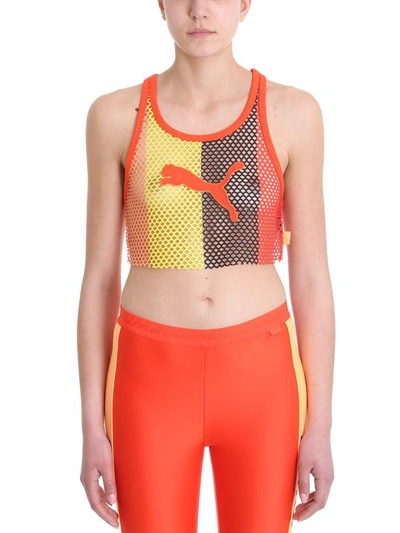 Shop Fenty X Puma Mesh Cropped Tank In Orange