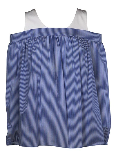 Shop Sjyp Striped Top In Light Blue