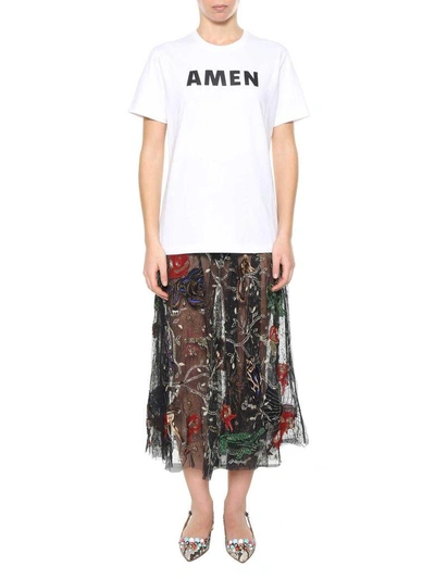 Shop Amen Logo T-shirt In Bianco