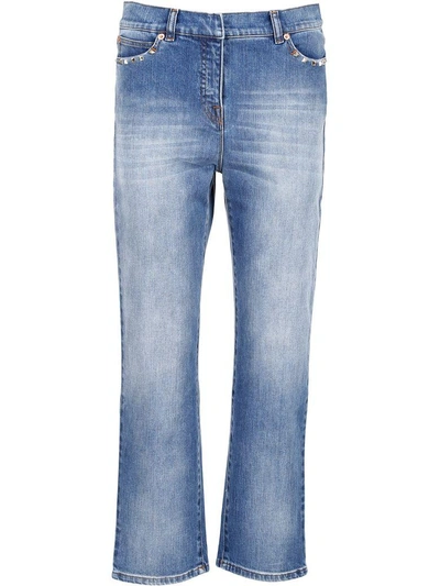 Shop Valentino Rockstud Untitled Denim Jeans In Light Blue Denim (blue)