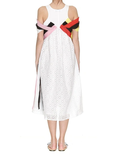 Shop Msgm Crochet Dress In White