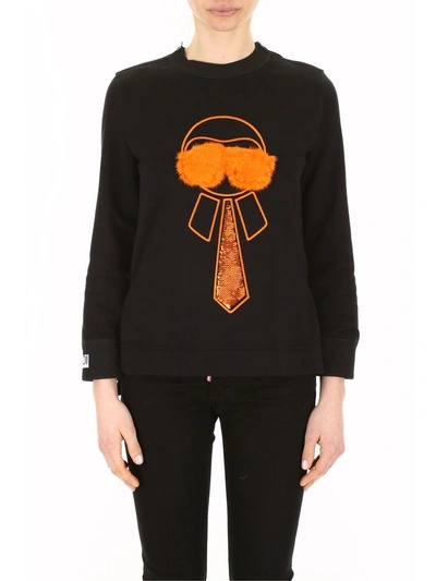 Shop Fendi Karlito Sweatshirt In Black+happiness