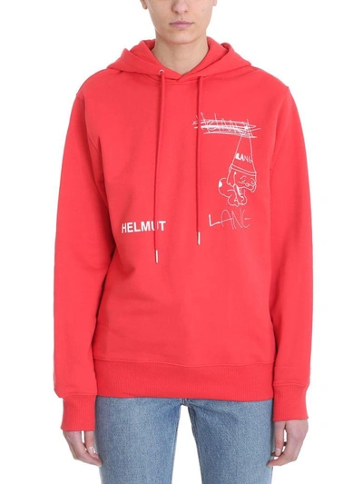 Shop Helmut Lang Puppy Hoodie Red Cotton Sweatshirt