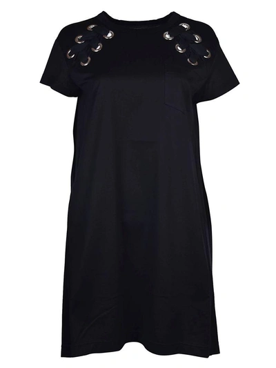 Shop Sacai Lace-up Detail Dress In Black