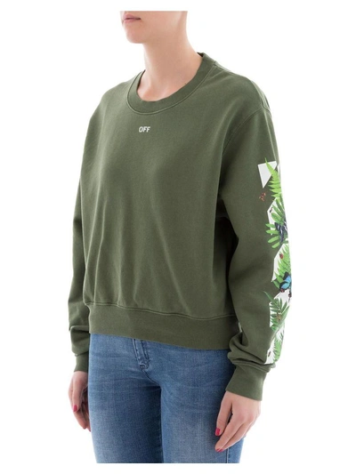 Shop Off-white Green Cotton Sweater