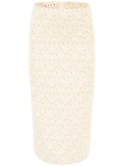 Shop Marni Floral Jacquard Skirt In Primary Greenverde