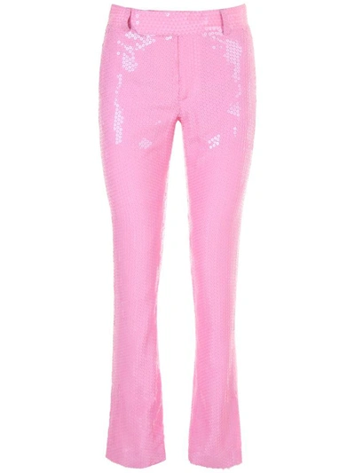 Shop Msgm Sequins Trousers In Rosarosa