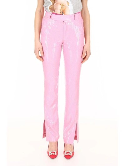 Shop Msgm Sequins Trousers In Rosarosa