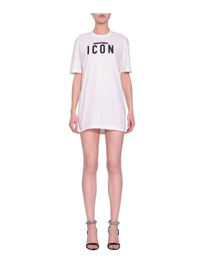 Shop Dsquared2 Icon Cotton Oversized T-shirt In Bianco