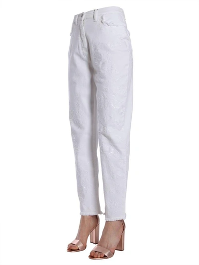 Shop Etro Embroidered Jeans In Bianco
