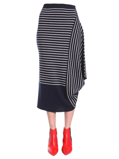 Shop Jw Anderson Striped Asymmetric Skirt In Blu