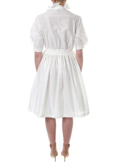 Shop Lanvin Ivory Silk-cotton Blend Flared Dress