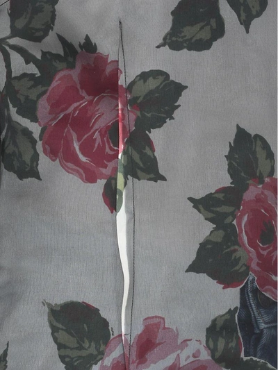 Shop Maison Margiela Silk Top In Black /white Printed Rose