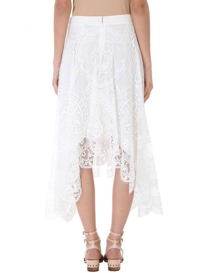 Shop Chloé Lace White Silk Skirt