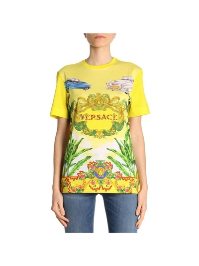 Shop Versace T-shirt T-shirt Women  In Yellow