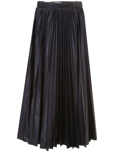 Shop Prada Pleated Nylon Skirt In Nero (black)