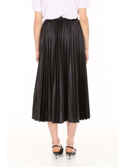Shop Prada Pleated Nylon Skirt In Nero (black)