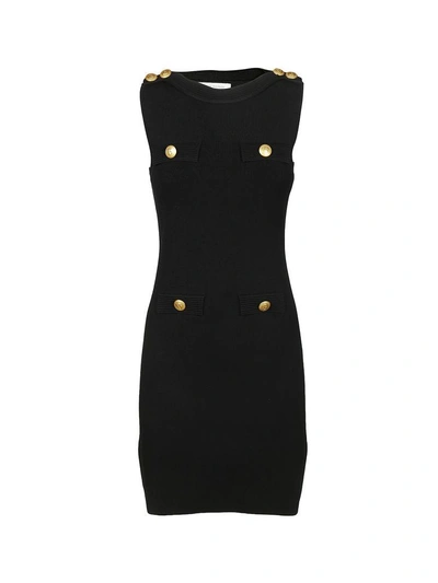Shop Pierre Balmain Sleeveless Buttoned Dress In Black