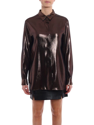 Shop Alberta Ferretti Metallic Effect Shirt In Brown