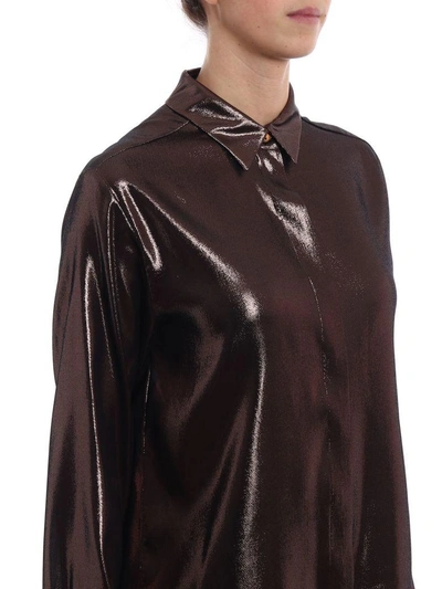 Shop Alberta Ferretti Metallic Effect Shirt In Brown