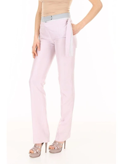 Shop Valentino Silk Shappe Trousers In Water Lilac (pink)