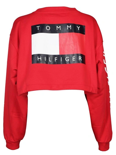 Shop Tommy Hilfiger Racing Crop Sweatshirt In Red