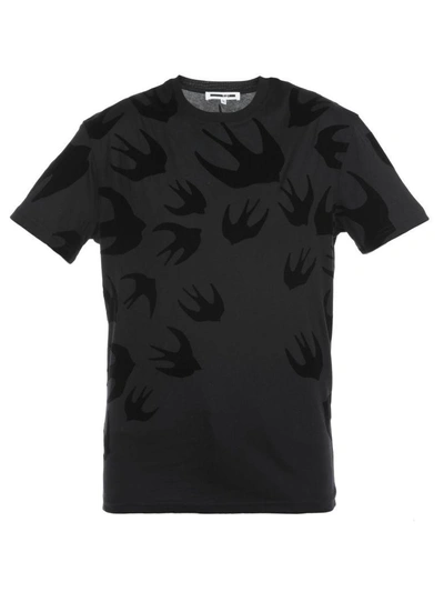 Shop Mcq By Alexander Mcqueen Swallow Swarm T-shirt In Darkest Black