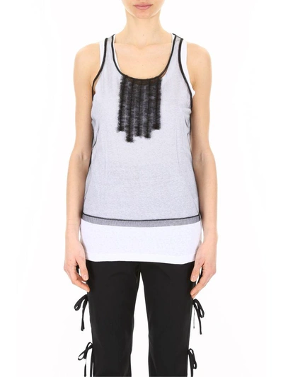 Shop Dsquared2 Top With Tulle In Black White (white)