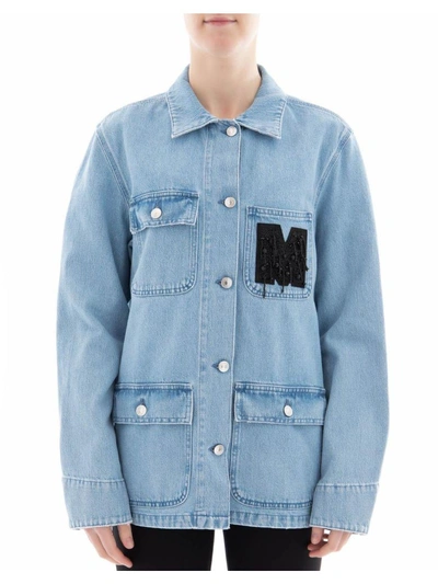 Shop Msgm Blue Cotton Jacket In Light Blue