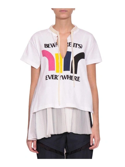 Shop Sacai Beware Linen T-shirt In Multicolor