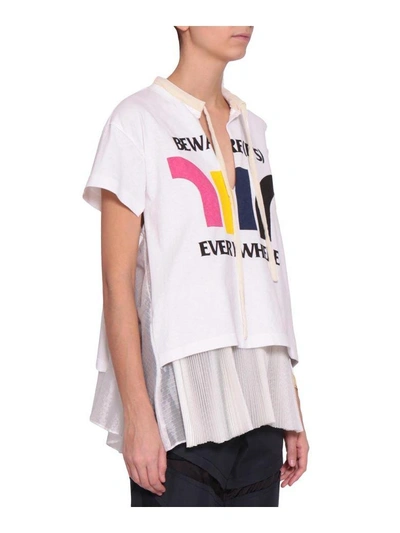 Shop Sacai Beware Linen T-shirt In Multicolor