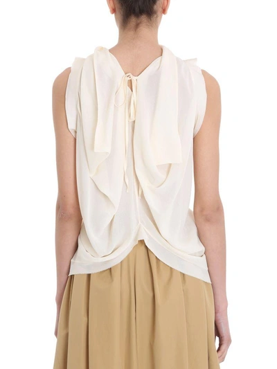 Shop Chloé Cream Silk Top In Beige