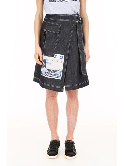 Shop Kenzo Memento Skirt In Bleu Marineblu