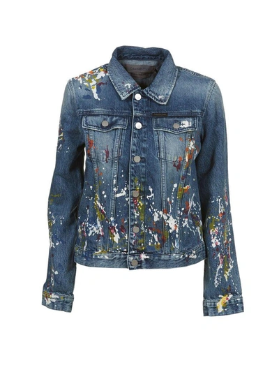 Shop Calvin Klein Jeans Est.1978 Paint Splash Jacket In Blu Multicolor
