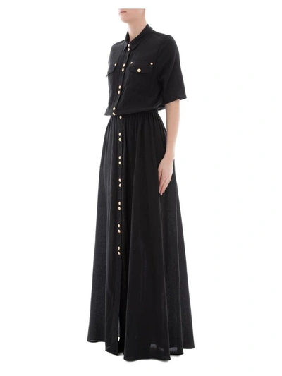 Shop Balmain Black Cotton Dress