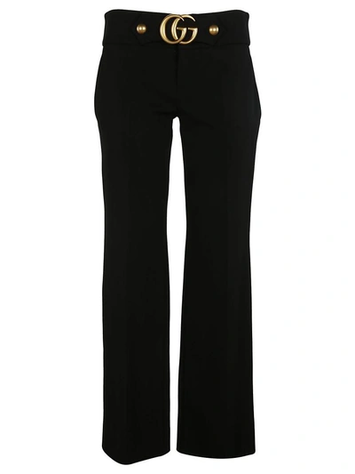 Shop Gucci Gg Flared Trousers In Black