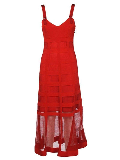 Shop Alexander Mcqueen Mesh Overlay Dress In Red