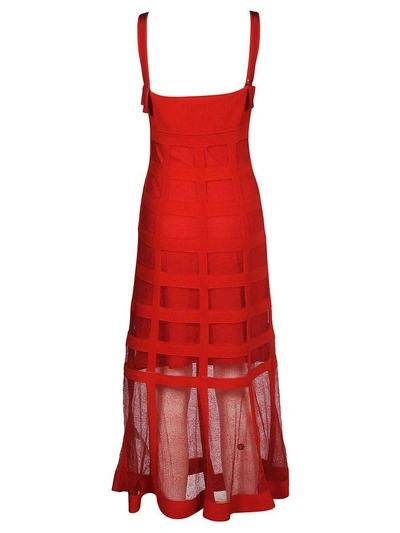 Shop Alexander Mcqueen Mesh Overlay Dress In Red