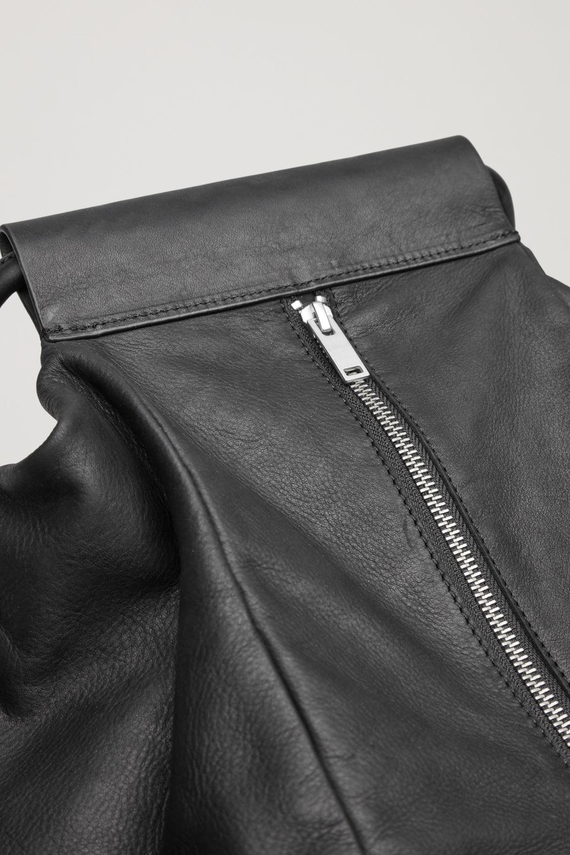 cos folded leather tote bag