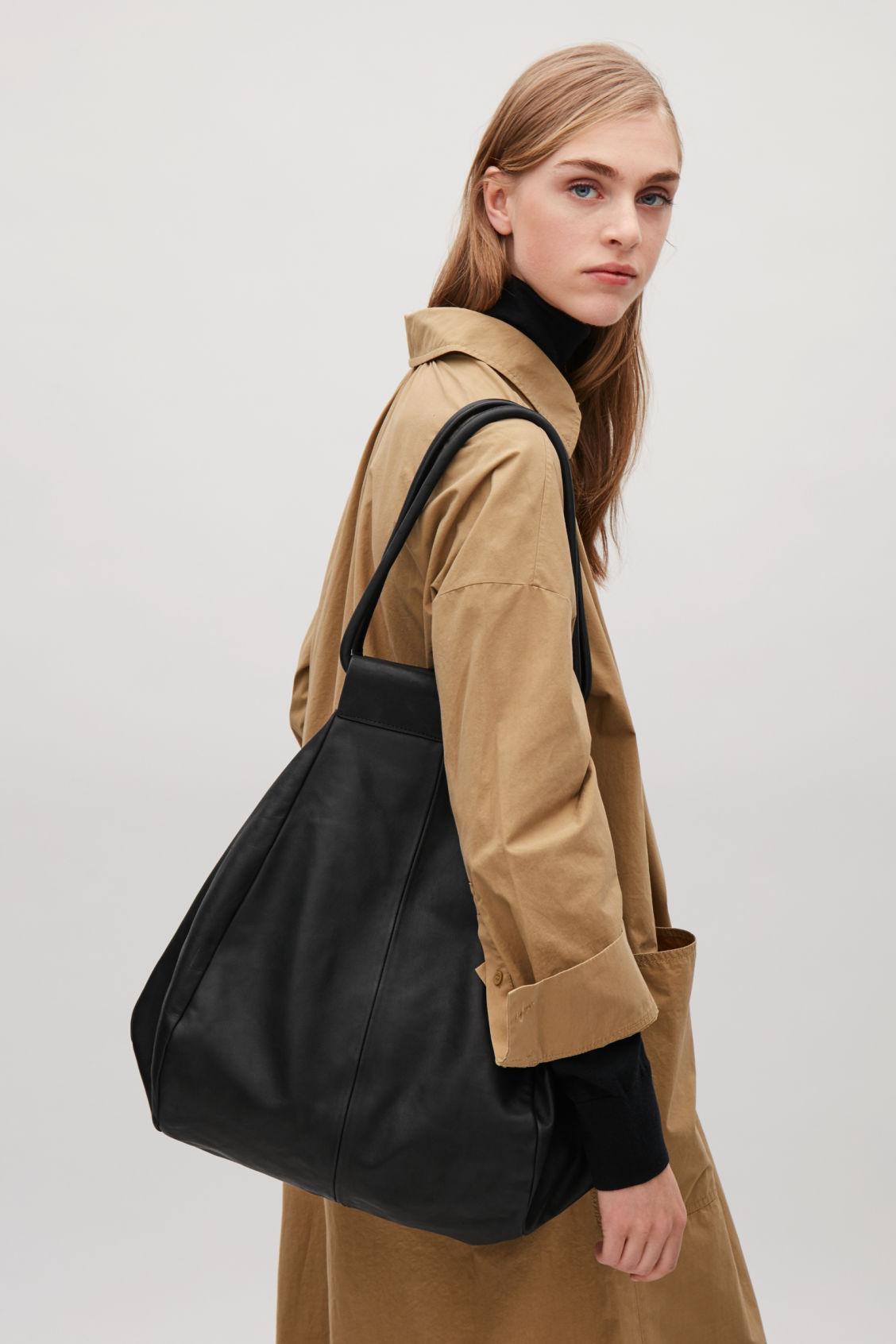 cos folded leather tote bag